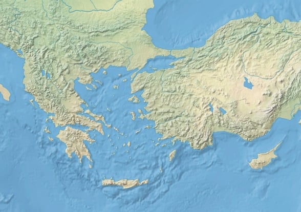 Mapa topogrfico da bacia mediterrnea