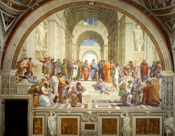 Platão, Aristóteles e outros filósofos gregos / vista panorâmica