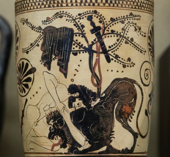 Héracles e o leão / detalhe da cena