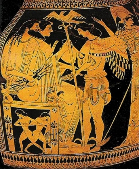 Zeus, Hera, Íris e Atena / detalhe da cena A