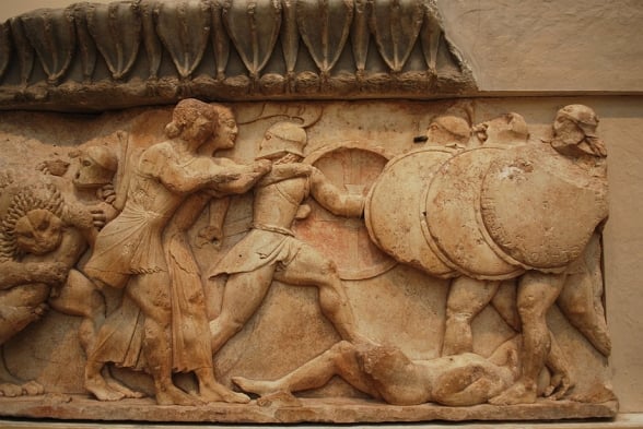 Apolo, Ártemis e os gigantes / detalhe