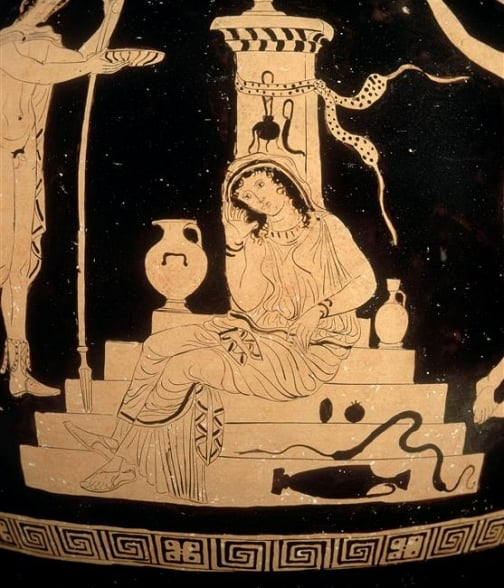 Hermes, Electra e Orestes / detalhe da cena A