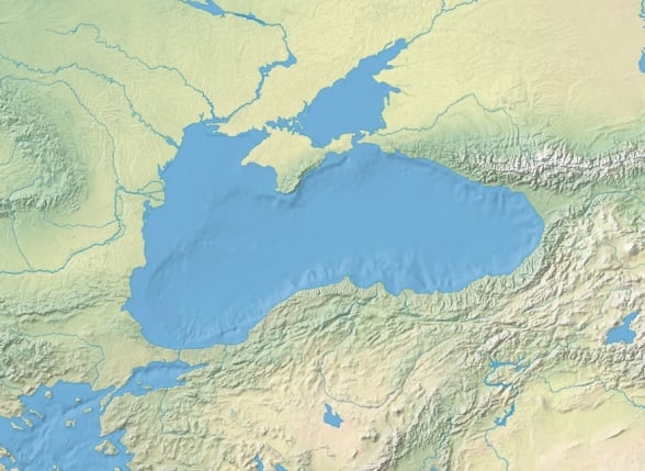 Mapa topográfico da bacia mediterrânea