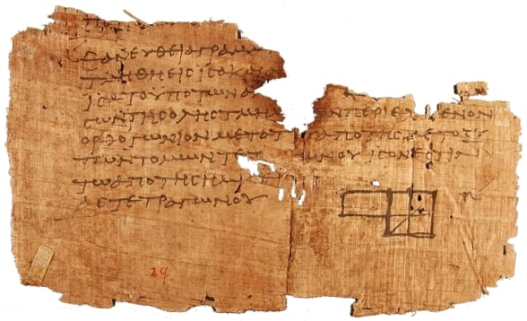 Papiro com texto de Euclides