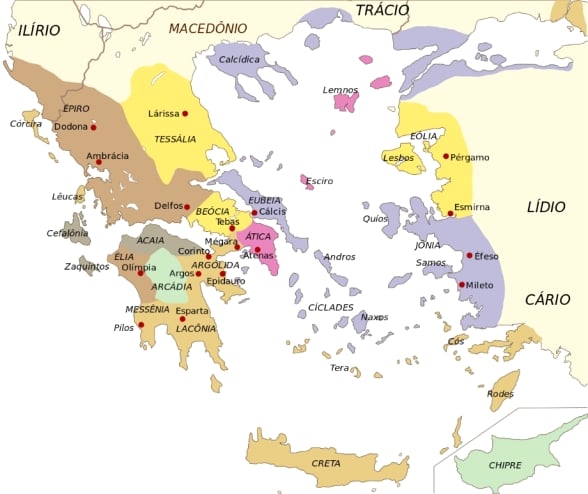 Distribuição dos dialetos gregos