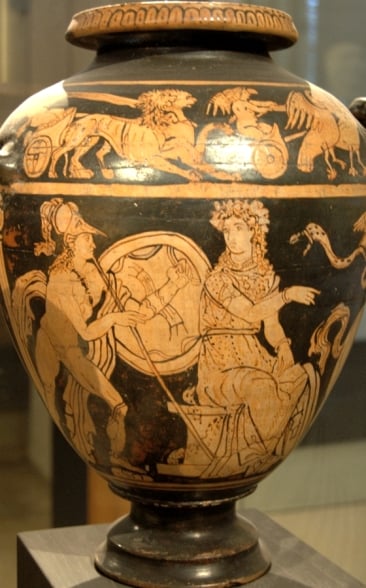 Aquiles, Atena e Troilo / detalhe