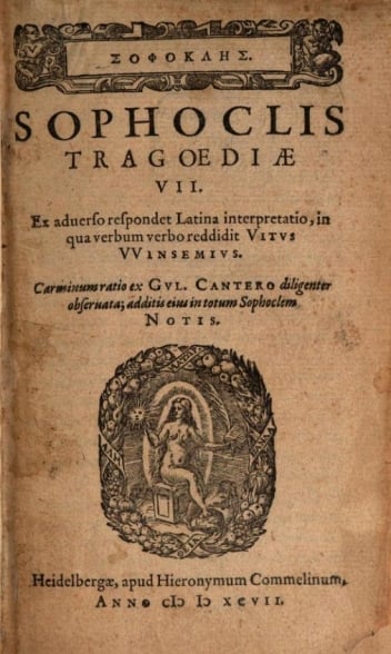 Edição de Sófocles impressa por Commelinus