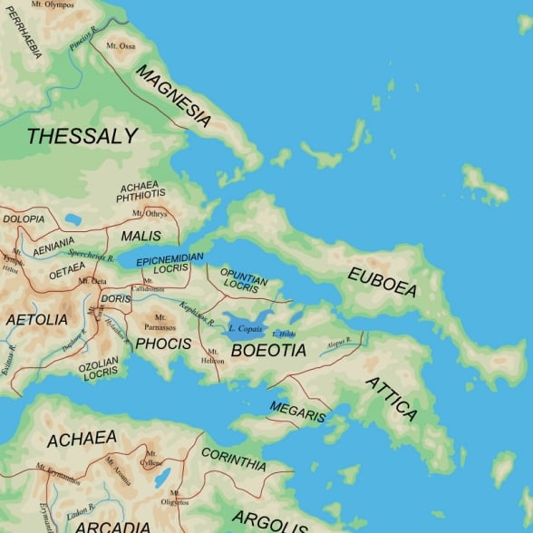 Grécia central (leste) e Peloponeso (norte)