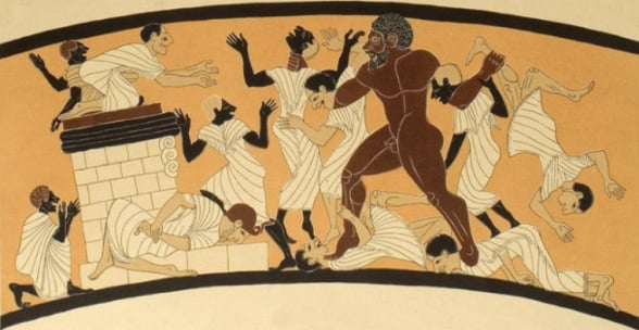 Héracles e Busíris / lado A, painel principal (desenho)