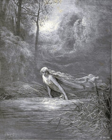 Matelda imerge Dante no rio Léte