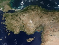 Grécia oriental, Ásia Menor e Chipre vistas do céu