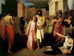 Édipo e Antígone abandonam Tebas