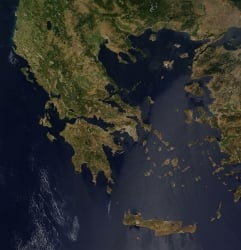 O Mar Egeu visto do céu