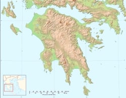 Mapa físico do Peloponeso